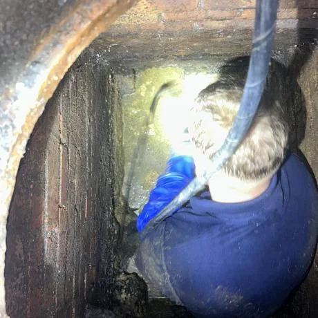 Drain inspection chamber opened during drainage work in Essex